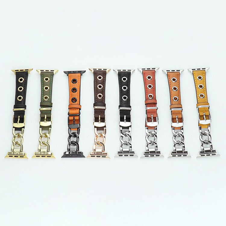 Kønt Metal Og Kunstlæder Universal Rem passer til Apple Smartwatch - Orange#serie_5