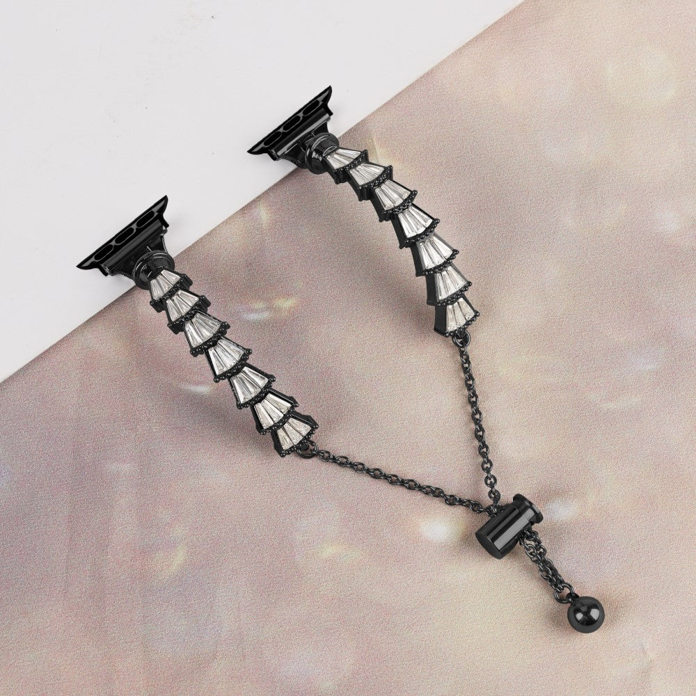 Vildt Sejt Metal Og Rhinsten Universal Rem passer til Apple Smartwatch - Sort#serie_1