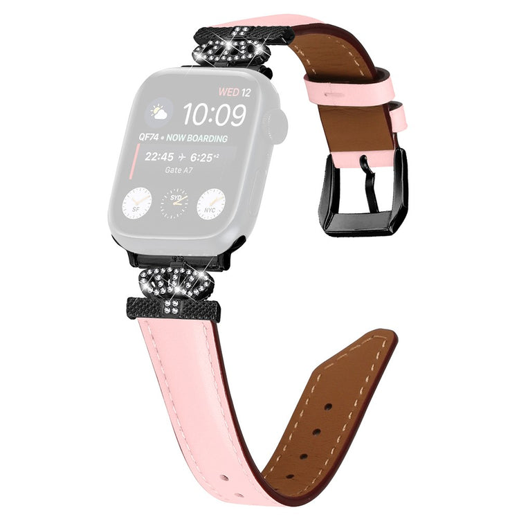 Flot Kunstlæder Og Rhinsten Universal Rem passer til Apple Smartwatch - Pink#serie_3