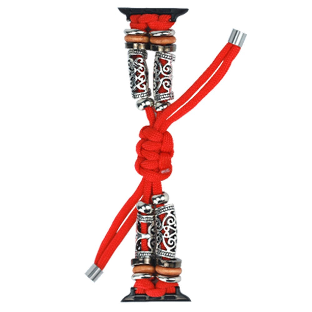 Apple Watch 49mm / 45mm / 44mm / 42mm Watch Strap Bead Braided Rope - Black Orange Camo#serie_3