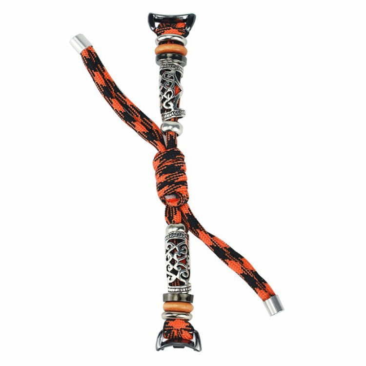 Xiaomi Smart Band 8 Beads Braided Watch Strap Adjustable Wrist Band Bracelet - Black Orange Camo#serie_2