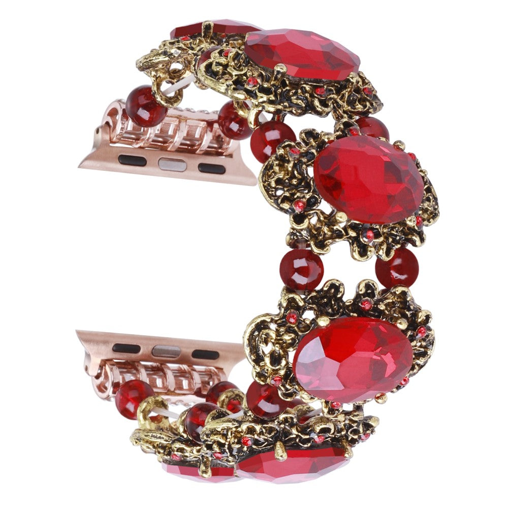 Nydelig Plastik Og Rhinsten Universal Rem passer til Apple Smartwatch - Rød#serie_1