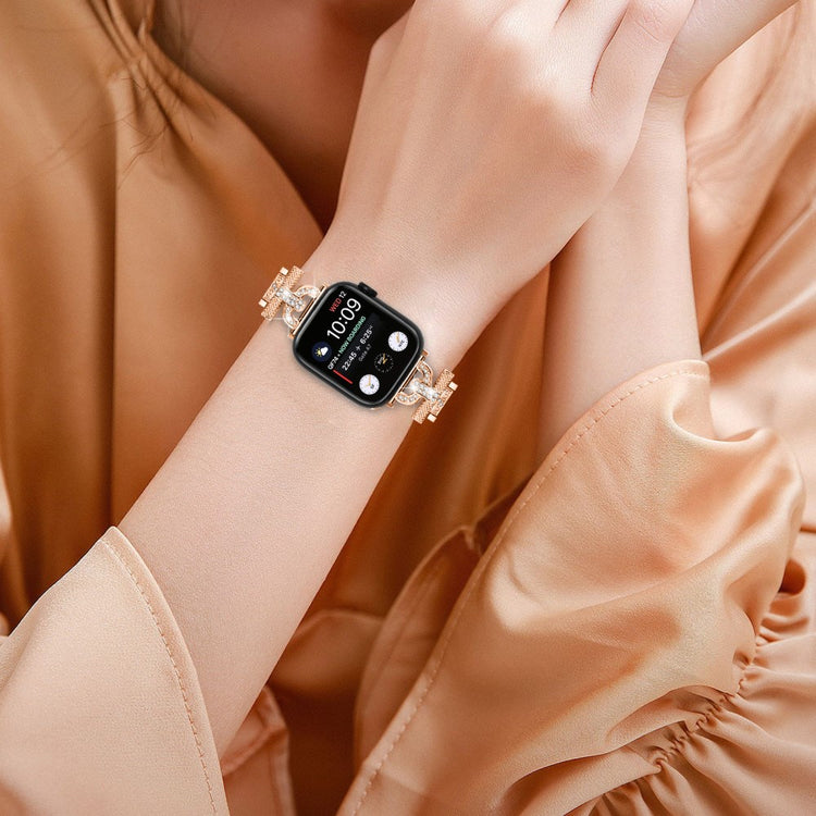 Yndigt Metal Og Rhinsten Universal Rem passer til Apple Smartwatch - Pink#serie_2