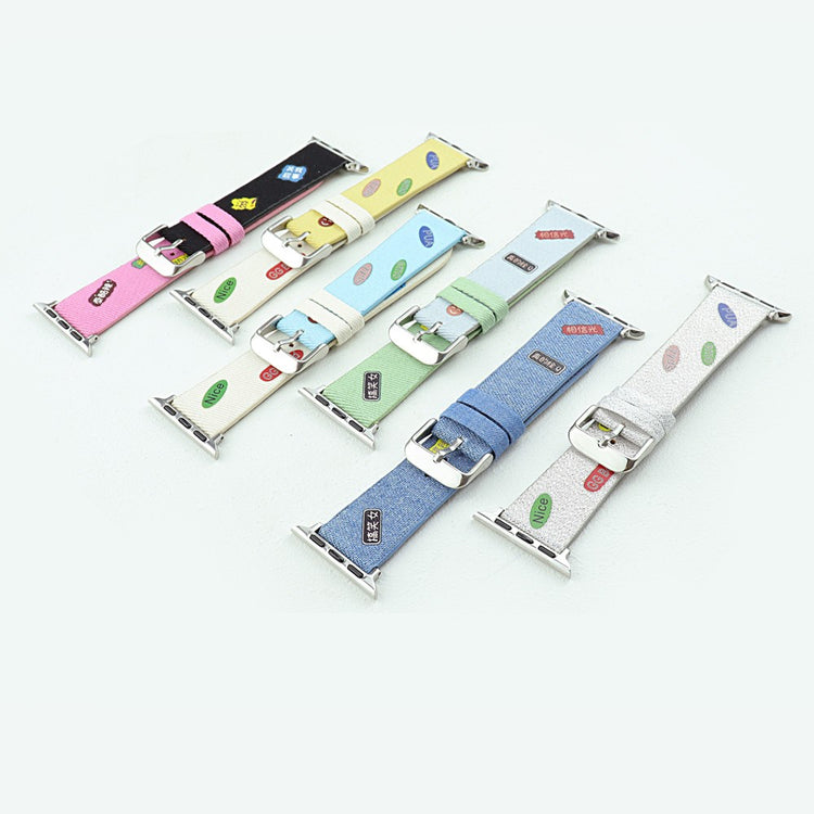 Apple Watch Series 9 45mm / Ultra 2 cute words nylon strap - Yellow / White#serie_6