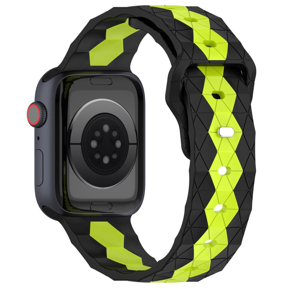 Apple Watch Series 9 41mm football pattern silicone strap - Black+Lime#serie_1