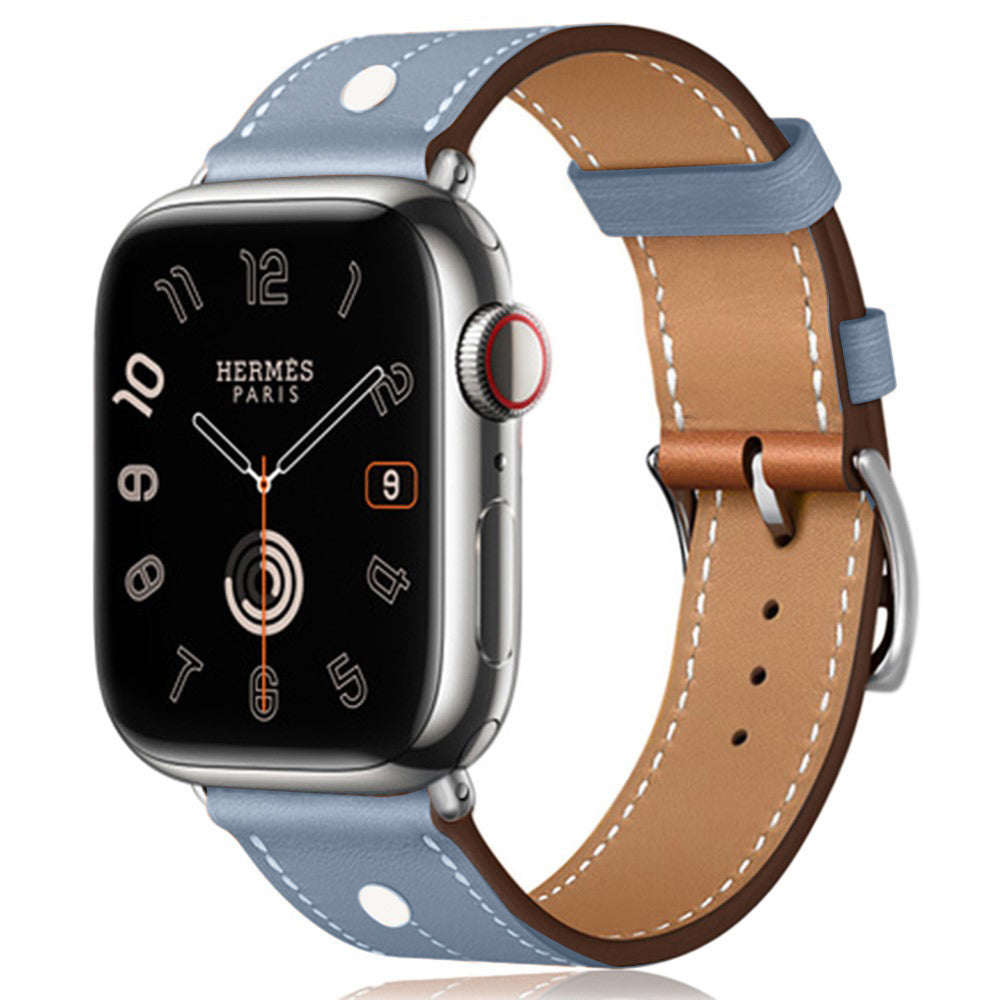 Apple Watch Series 41mm / 40mm / 38mm Rivet Decor Watch Band Genuine Cow Leather Strap - Baby Blue#serie_7