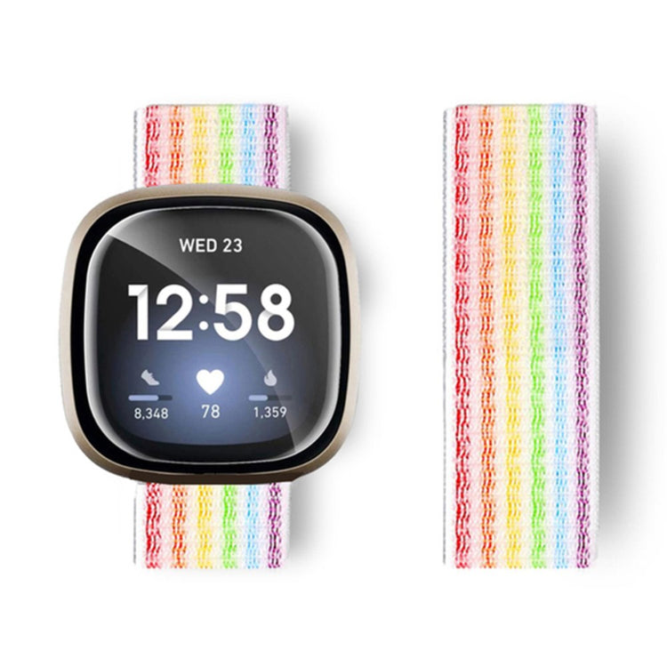 Fitbit Sense 2 / Versa 4 nylon strap - Rainbow Pin-stripe#serie_6