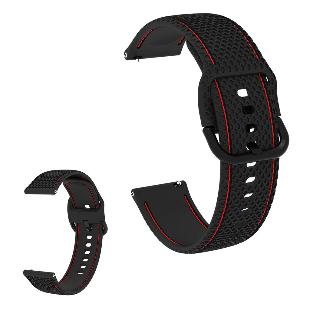 20mm Universal line design silicone watch strap - Black / Red#serie_1