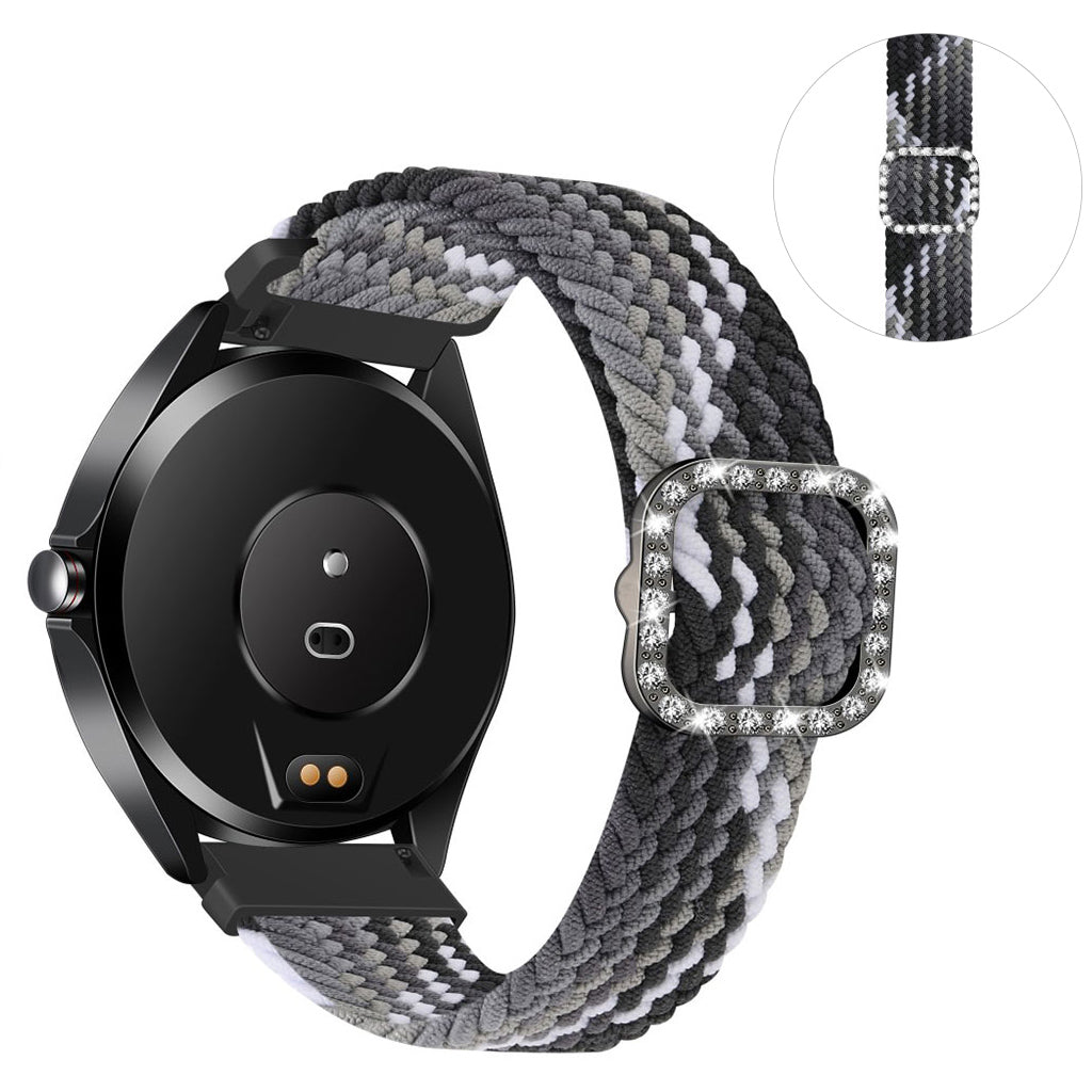 20mm Universal nylon + rhinestone buckle watch strap - Black Color#serie_1