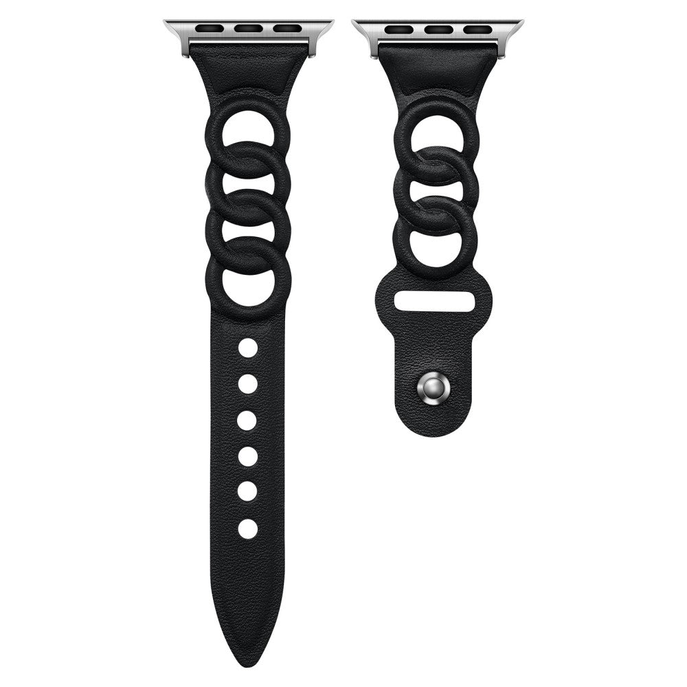 Tidsløst Universal Apple Ægte læder Rem - Sort#serie_1