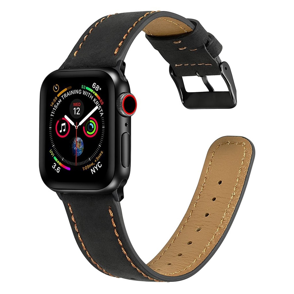 Meget fantastisk Apple Watch Series 4 40mm Ægte læder Rem - Sort#serie_1