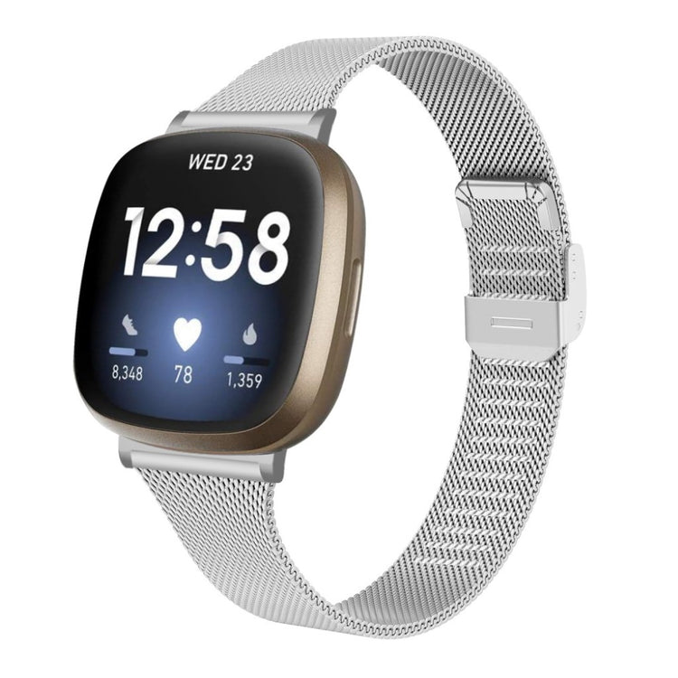 Helt vildt elegant Fitbit Versa 3 / Fitbit Sense Metal Rem - Sølv#serie_033