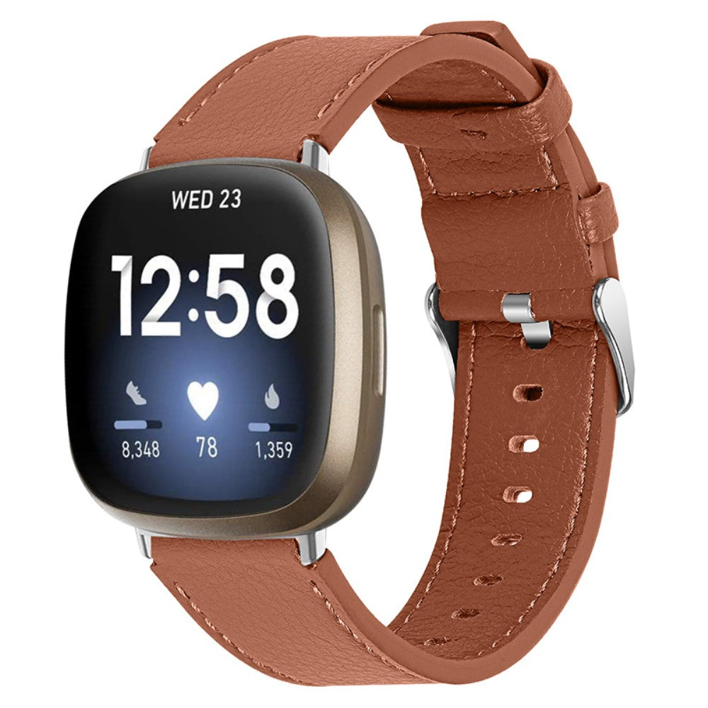 Vildt cool Fitbit Versa 3 Ægte læder Rem - Brun#serie_1