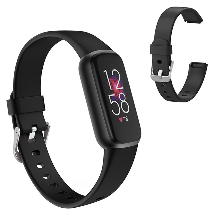 Super hårdfør Fitbit Luxe Silikone Rem - Størrelse: S - Sort#serie_1