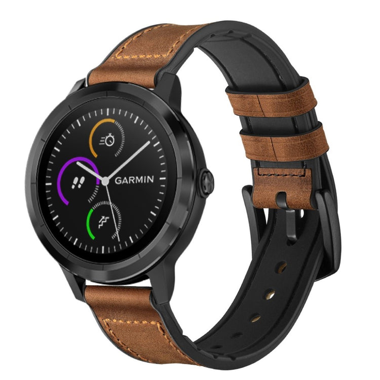 Fed Garmin Vivoactive 3 / Garmin Vivomove HR Ægte læder Rem - Brun#serie_053