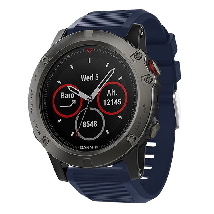 Tidsløst Garmin Fenix 5X Plus Silikone Rem - Blå#serie_12