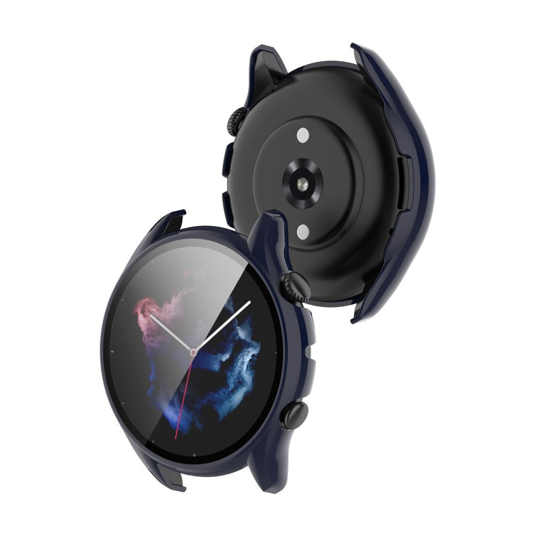 Super Flot Amazfit GTR 3 / Amazfit GTR 3 Pro Cover med Skærmbeskytter i Plastik og Hærdet Glas - Blå#serie_5