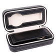 Estuche para relojes de piel con cremallera y 2 compartimentos