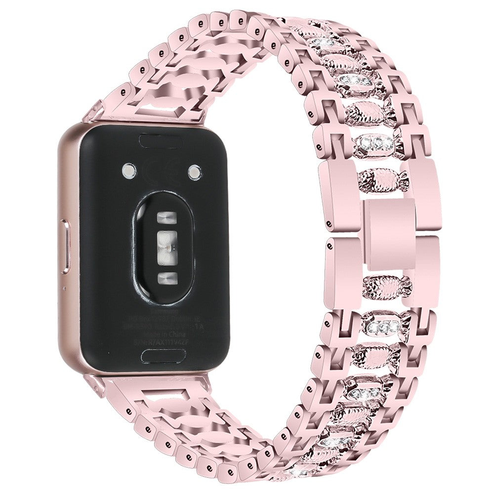 Samsung Galaxy Fit3 SM-R390 Smart Watch Band Metal Wrist Strap with Rhinestone - Rose Pink#serie_1