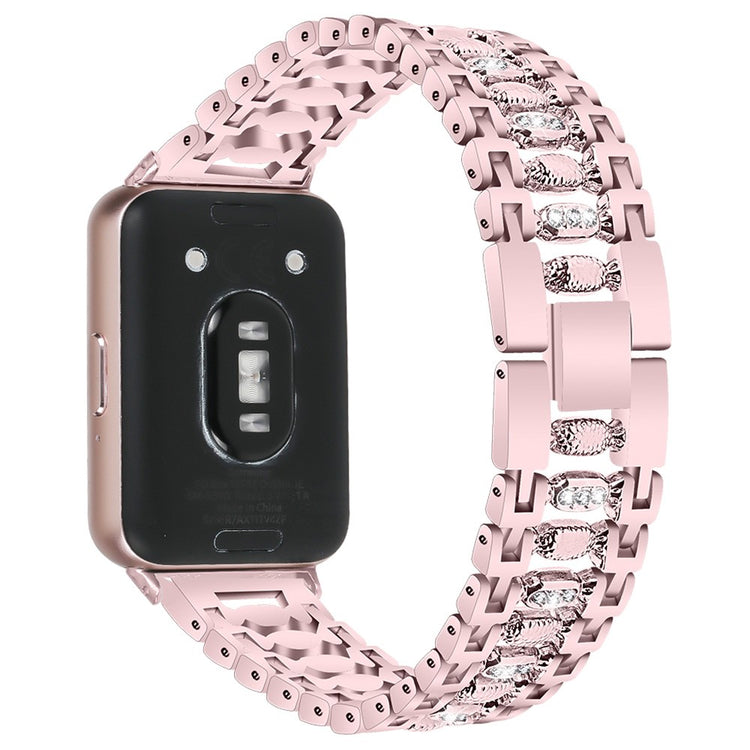Samsung Galaxy Fit3 SM-R390 Smart Watch Band Metal Wrist Strap with Rhinestone - Rose Pink#serie_1
