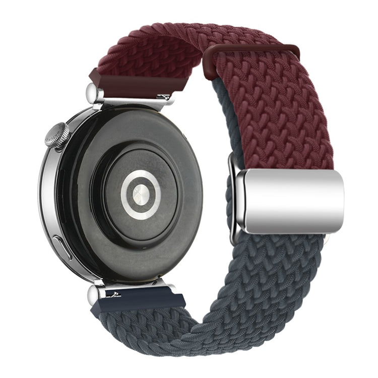 Huawei Watch GT 4 41mm Universal 18mm Watch Strap Woven Wrist Band with Silver Magnetic Buckle - Wine Red+Dark Blue#serie_7