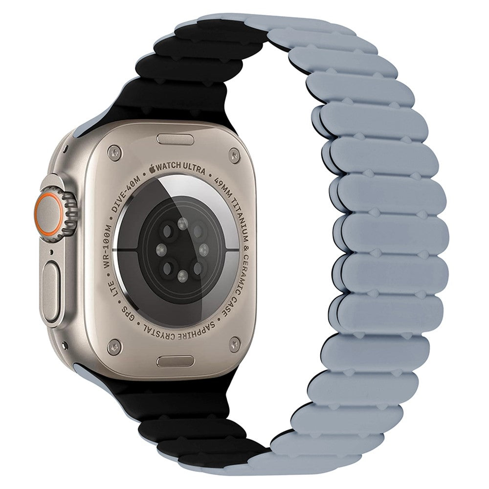 Apple Watch Series 7 8 9 41mm / 6 5 4 SE (2023) SE (2022) SE 40mm / 3 2 1 38mm Bamboo Joint Silicone Strap - Obsidian Grey+Black#serie_6