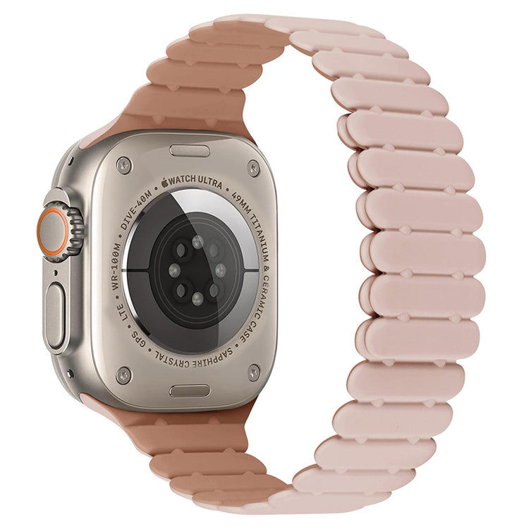 Apple Watch Series 7 8 9 41mm / 6 5 4 SE (2023) SE (2022) SE 40mm / 3 2 1 38mm Bamboo Joint Silicone Strap - Pink+Rose Grey#serie_8