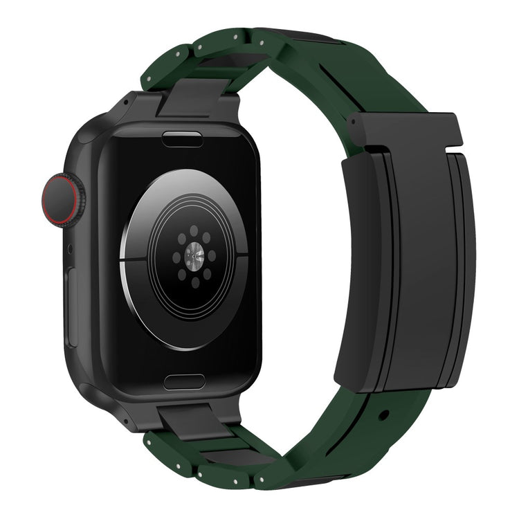 Apple Watch Series 41mm - 40mm - 38mm Stainless Steel+Rubber Strap - Green+Black Buckle#serie_8