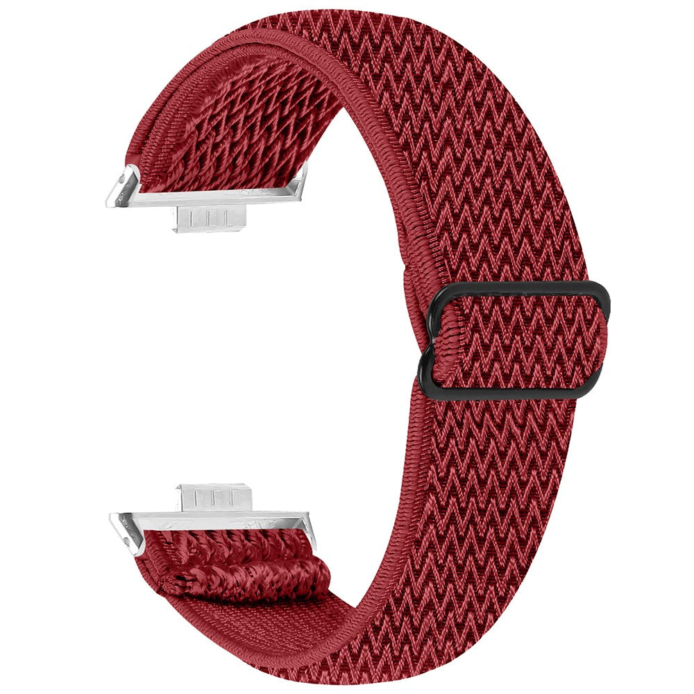 Huawei Watch Fit 3 Adjustable Nylon Watch Band Wave Design Elastic Wrist Strao - Deep Red#serie_10