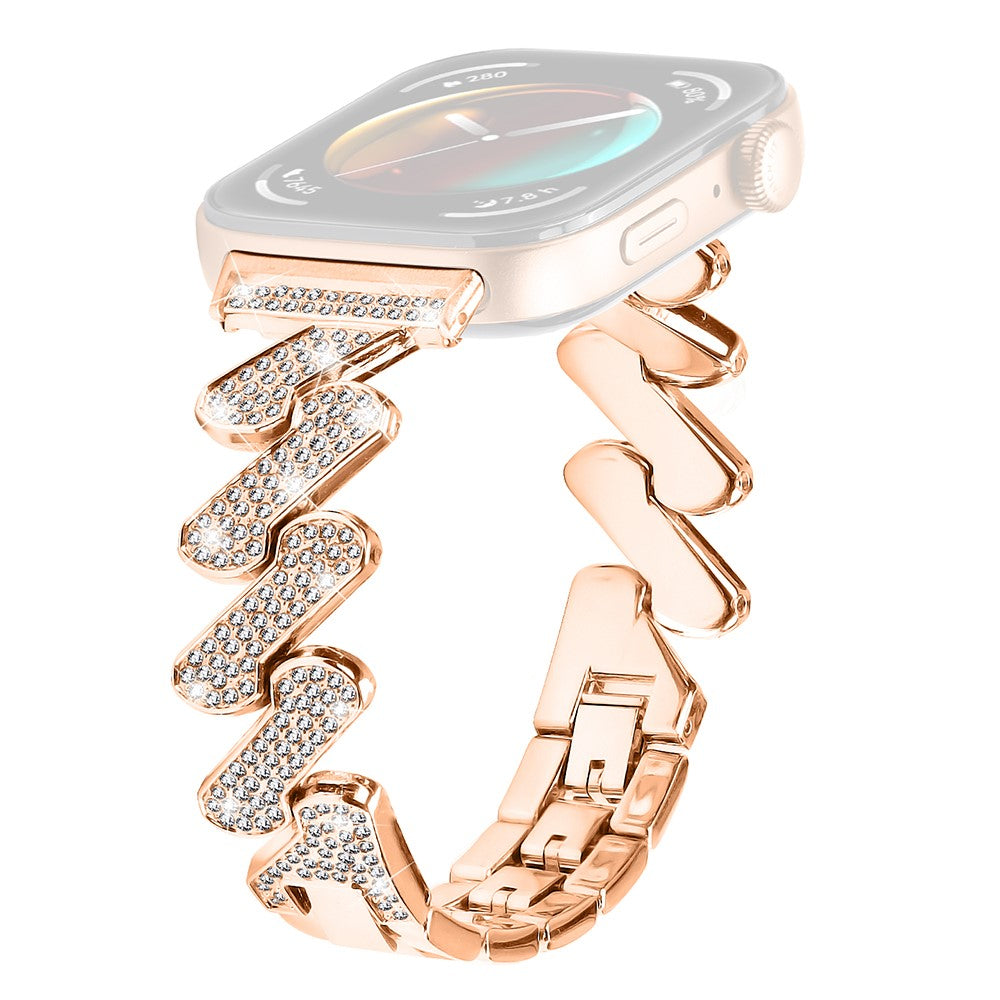 Huawei Watch Fit 3 Watch Band Rhinestone Decor 7-Shape Metal Wrist Strap - Rose Gold#serie_3