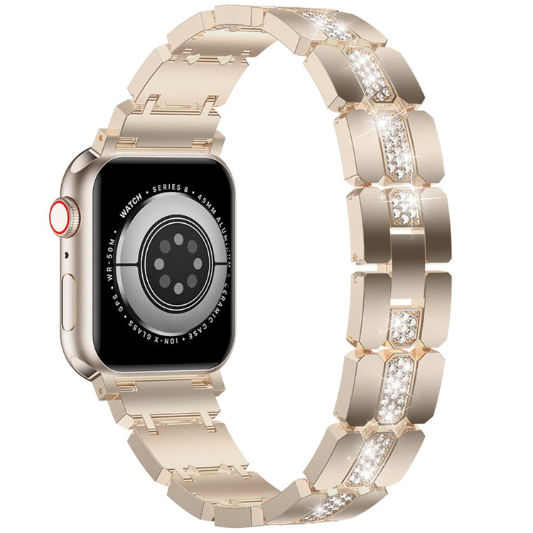 Zinc Alloy Band for Apple Watch Series 49mm - 45mm - 44mm - 42mm Rhinestones Decor Strap - Champagne#serie_1