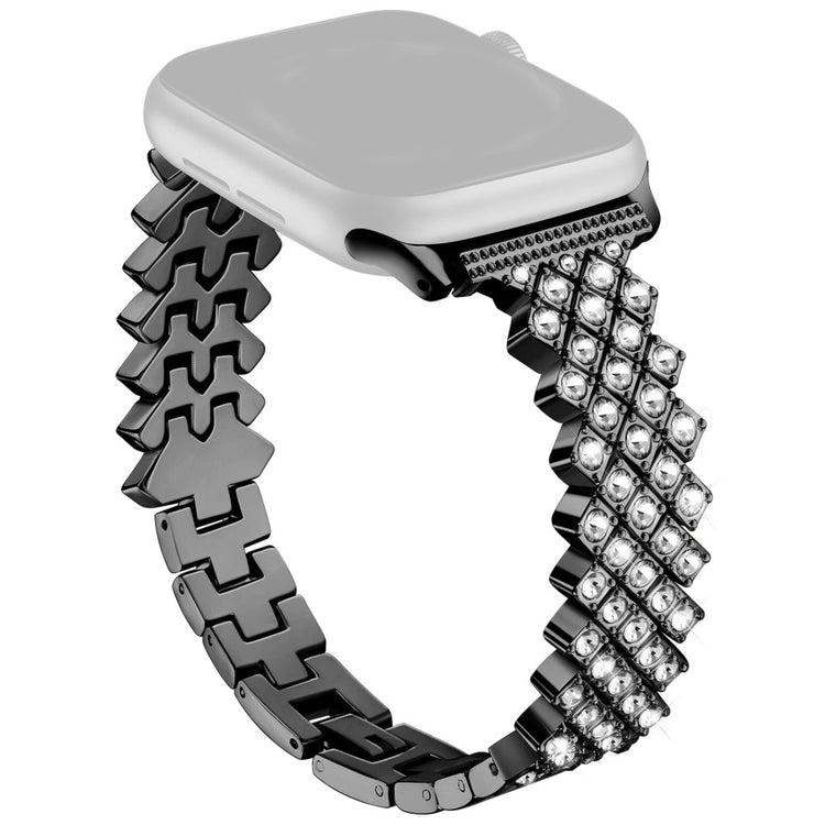 Apple Watch Series 49mm - 45mm - 44mm - 42mm Rhinestones Decor Zinc Alloy Wrist Strap - Black#serie_1