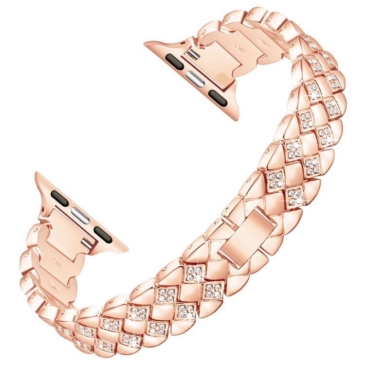 Apple Watch Series 41mm - 40mm - 38mm Replacement Strap Rhinestone Decor Zinc Alloy Watch Band - Rose Gold#serie_2