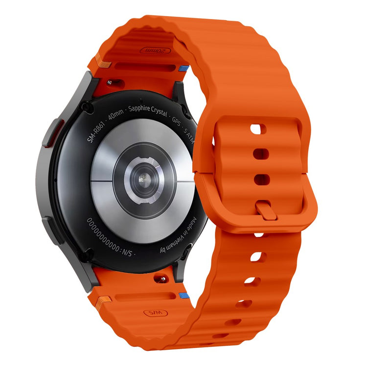 Samsung Galaxy Watch 20mm Wave Design Watch Band Stitching Line Decor Silicone Strap - Orange#serie_2