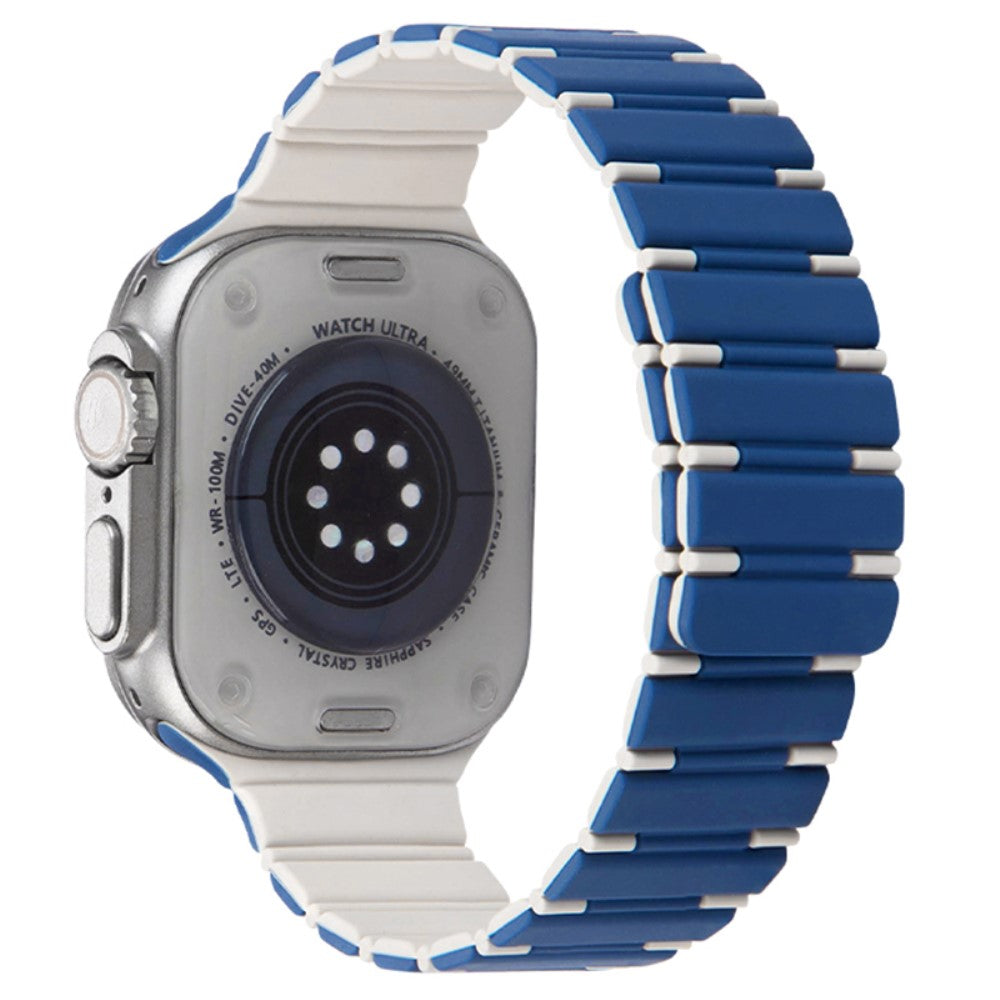 Apple Watch Series 41mm - 40mm - 38mm Dual Color Magnetic Silicone Watch Strap - Dark Blue+White#serie_4