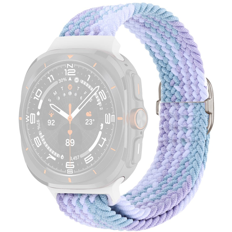 Samsung Galaxy Watch Ultra 47mm Braided Watch Band Adjustable Nylon Replacement Strap - Purple / White Buckle#serie_15