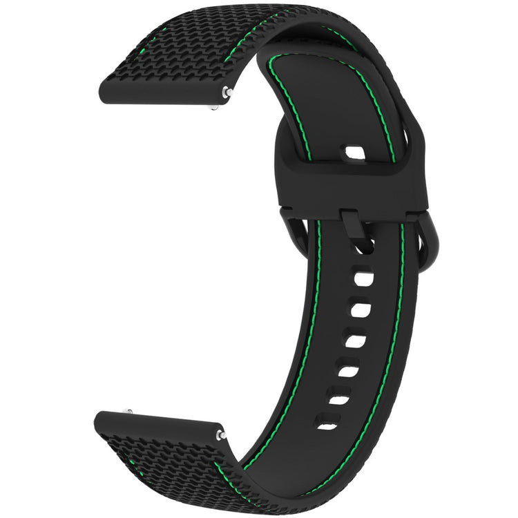 Samsung Galaxy Watch3 45mm / Garmin Forerunner 265 / Venu 3 Stitching Line Silicone Watch Band 22mm Wrist Strap - Black+Green Line#serie_2