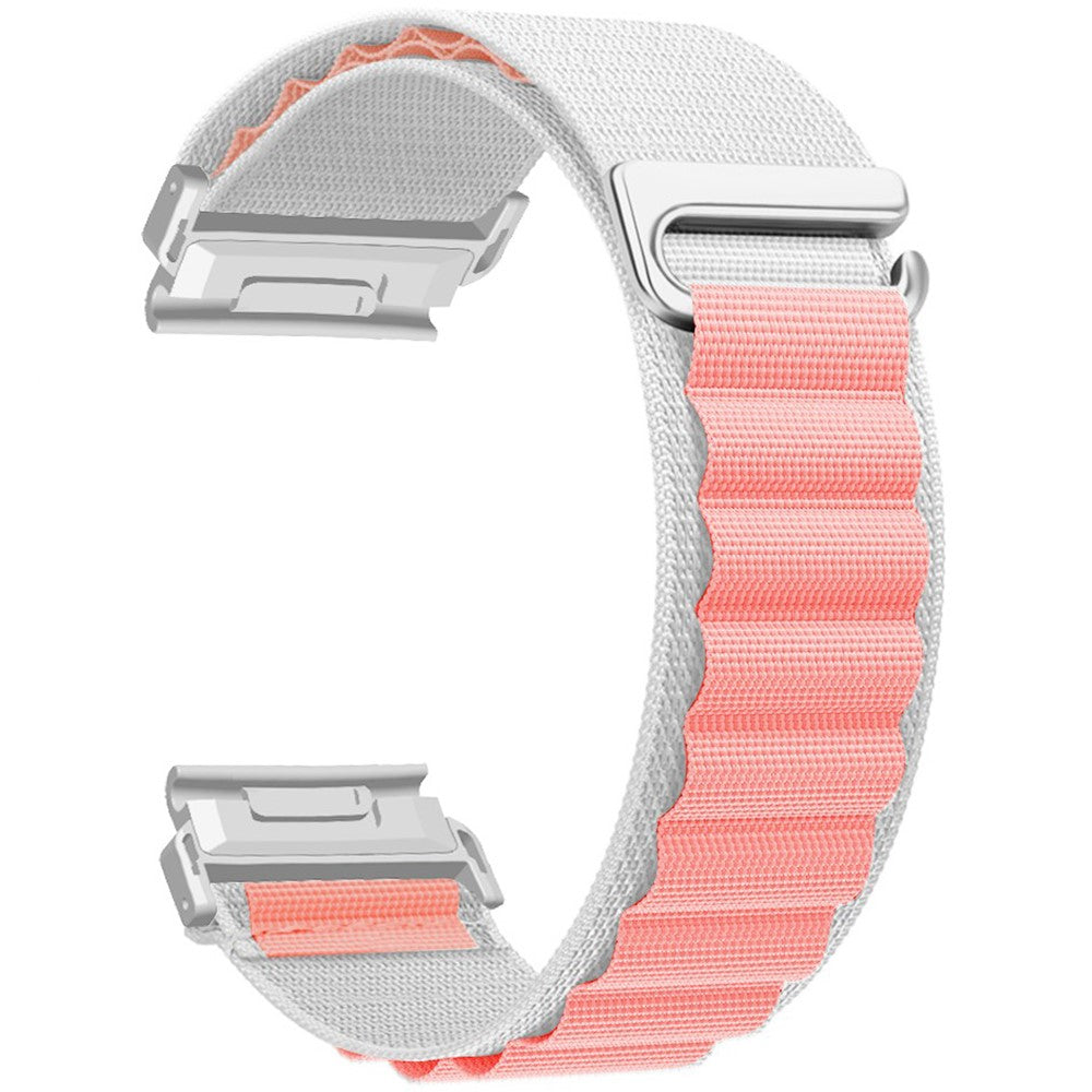 Garmin Fenix 7 / 7 Pro / 5 Watch Band 22mm Quick Release C Buckle Nylon Watch Strap - White+Pink#serie_1