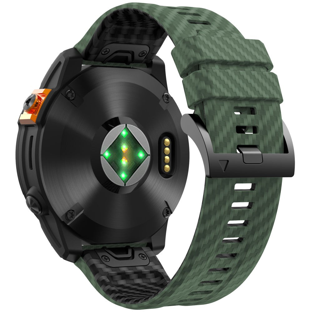 KALEBOL Garmin Fenix Series 5X - 6X - 7X - 26mm Silicone Watch Band Carbon Fiber Texture Strap - Army Green+Black#serie_9