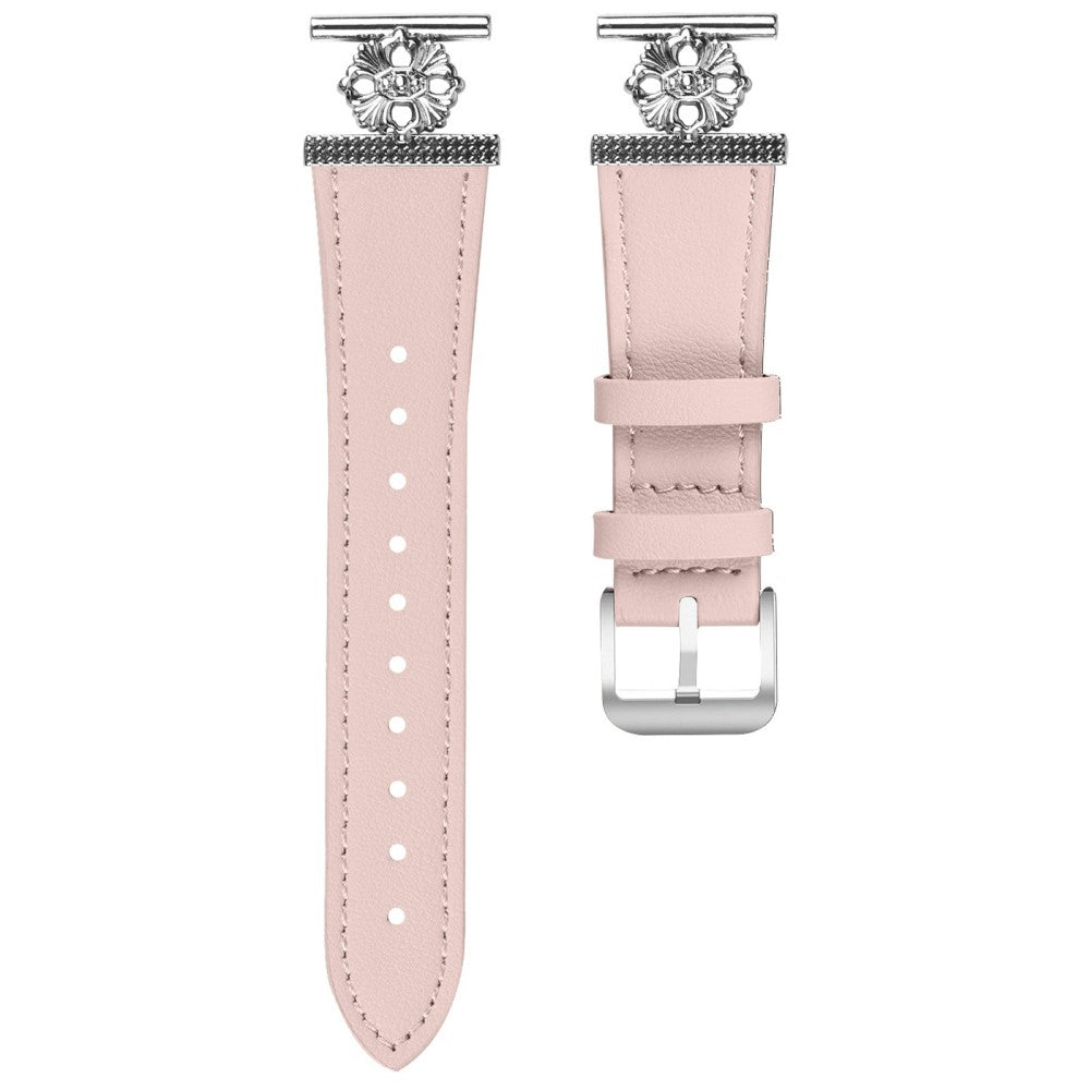 Huami Amazfit Bip 3 Pro / Bip 3 Watch Band Genuine Cow Leather Flower Decor Adjustable Strap - Pink#serie_3