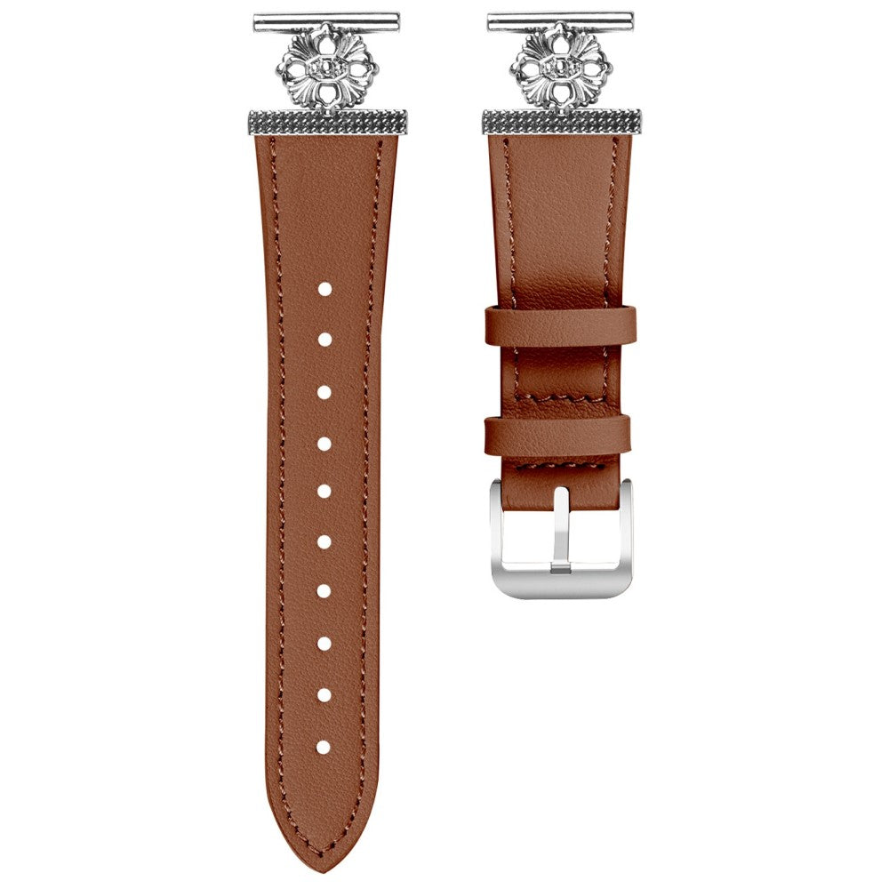 Huami Amazfit GTS 3 Watch Band Genuine Cow Leather Flower Decor Adjustable Strap - Brown#serie_4