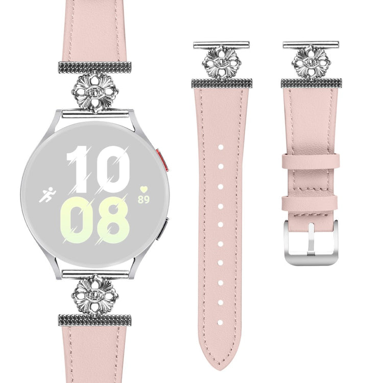 Garmin vivoactive 5 / Garminactive 5 Watch Band Genuine Cow Leather Flower Decor Adjustable Strap - Pink#serie_3