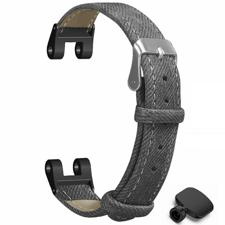 Garmin Lily Watch Band Denim Texture Vegan Leather Adjustable Strap - Grey#serie_1