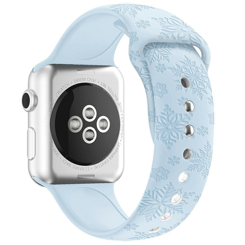 Silicone Strap for Apple Watch Series 41mm - 40mm - 38mm - Snowflake Sky Blue#serie_15