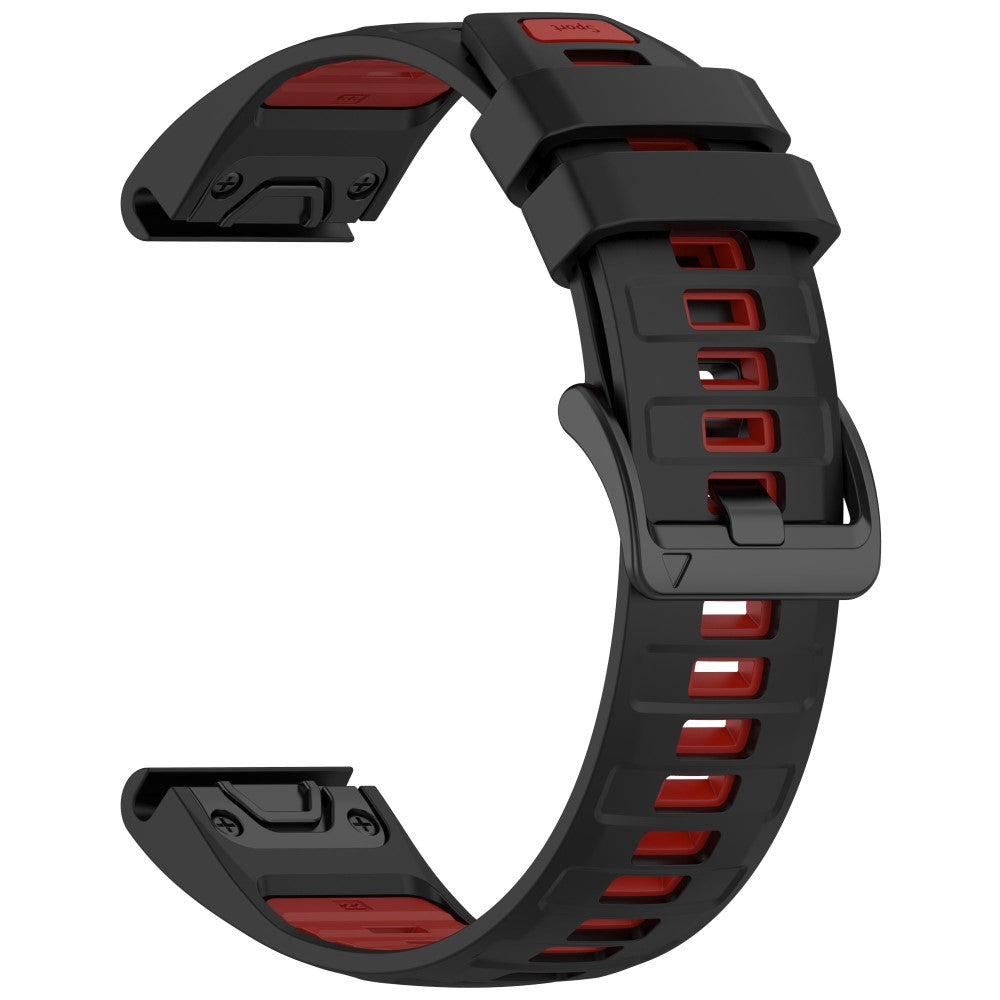 22mm Strap Garmin Fenix 8 47mm / Fenix E 47mm / Quatix 7 Pro Universal Silicone Watch Band - Black+Red#serie_5