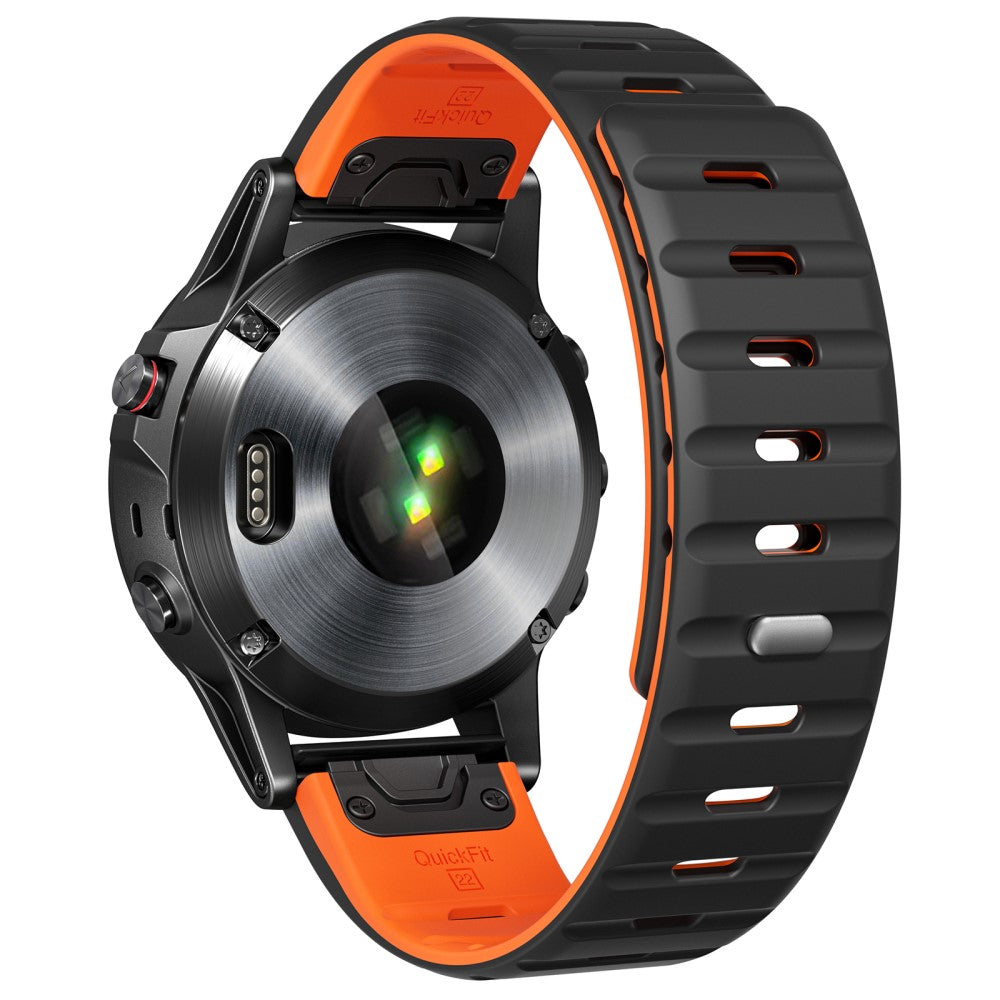 Magnetic Silicone Strap Garmin Fenix 8 47mm / Fenix E 47mm / Quatix 7 Pro 22mm Quick Release Band - Black+Orange#serie_1