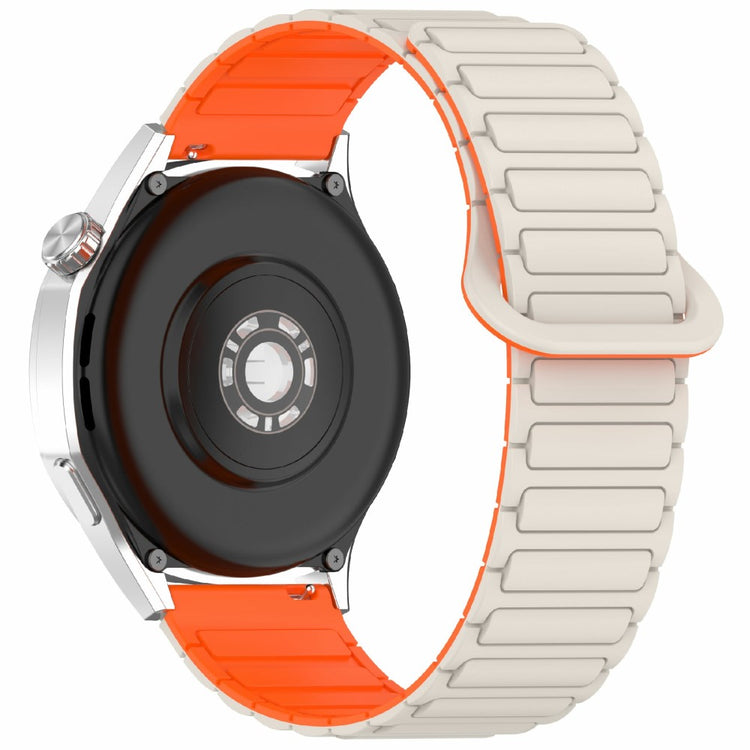 Samsung Galaxy Watch7 44mm / 40mm / Watch FE 40mm / Watch6 40mm / 44mm Silicone Band Dual Color 20mm Magnetic Watch Strap - Starlight / Orange#serie_11