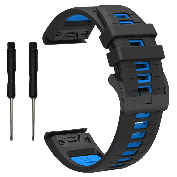 Garmin Fenix 8 47mm / Fenix E 47mm / Fenix 7 Quick Release Watch Band Dual Color 22mm Silicone Wrist Strap - Black  /  Blue#serie_9