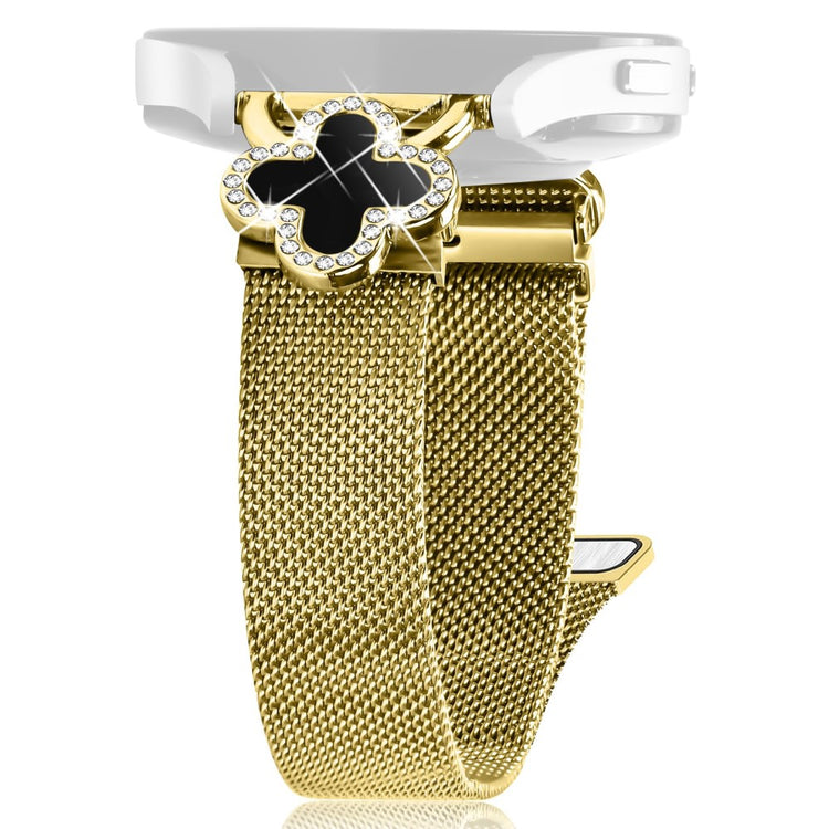 Garmin D2 Air X10 / Bounce Milanese Band Electroplated Stainless Steel Watch Strap Clover Decor, Size: S - Gold / Black#serie_2