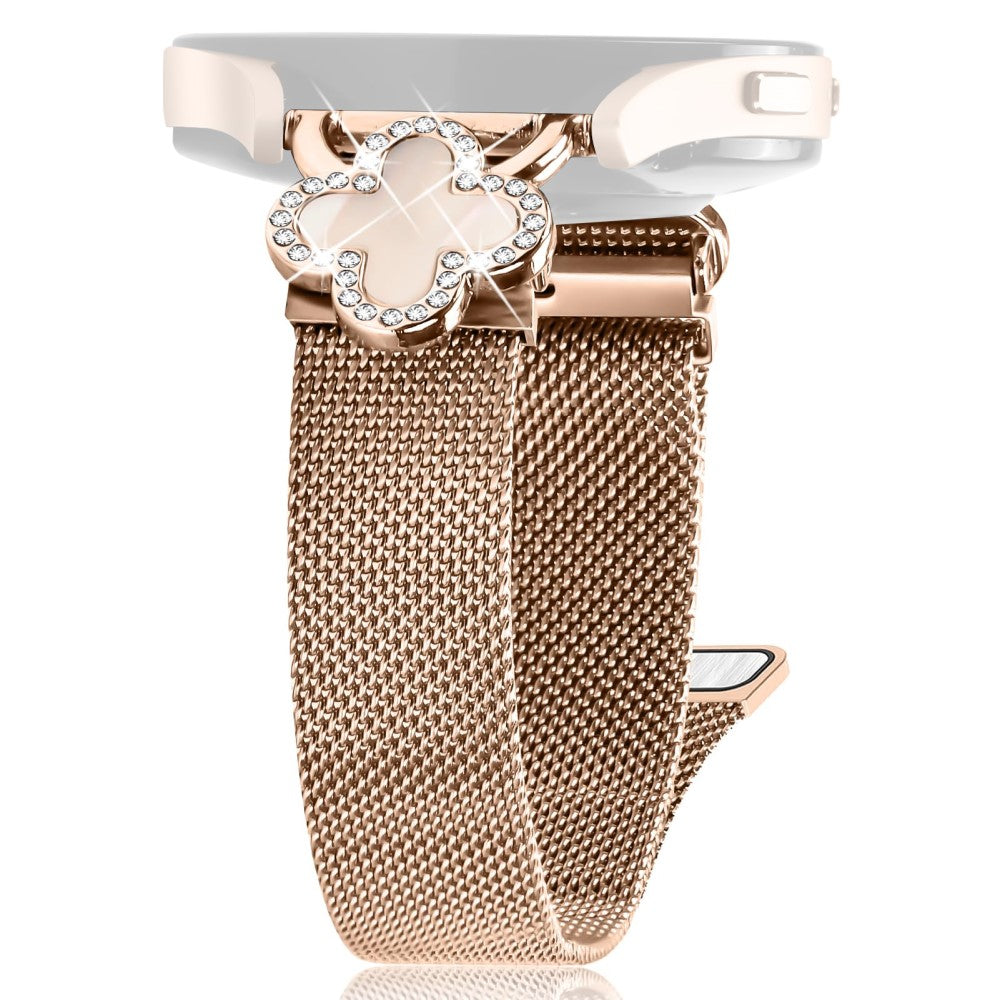 Garmin D2 Air X10 / Bounce Milanese Band Electroplated Stainless Steel Watch Strap Clover Decor, Size: S - Rose Gold / Colored#serie_3